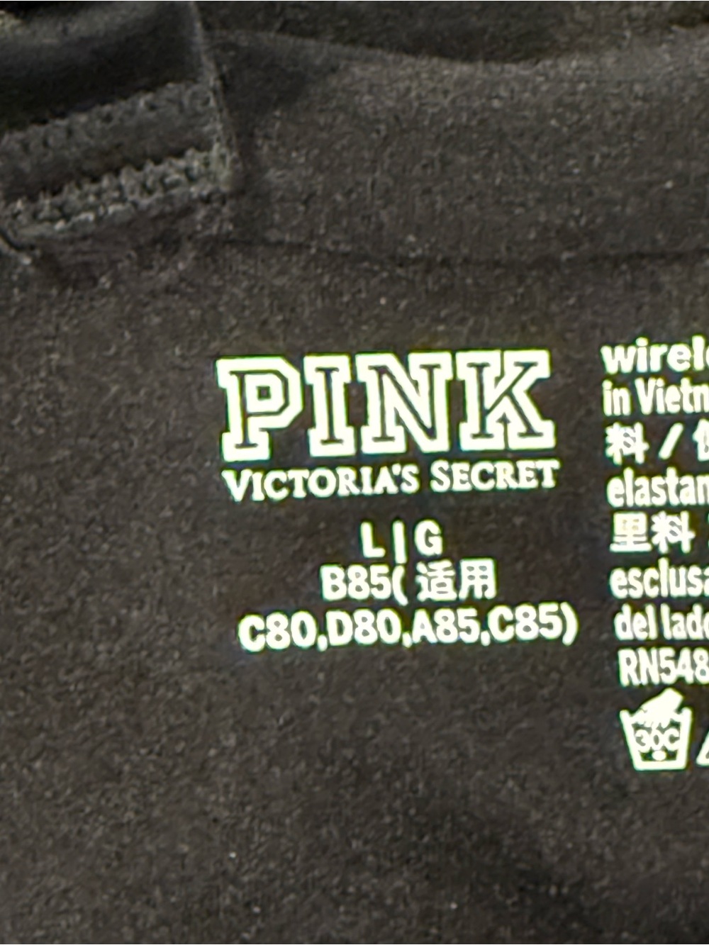 PINK Victoria’s Secret Black Wireless Push-Up Bralette Bra Molded Padding Large - Picture 2 of 11